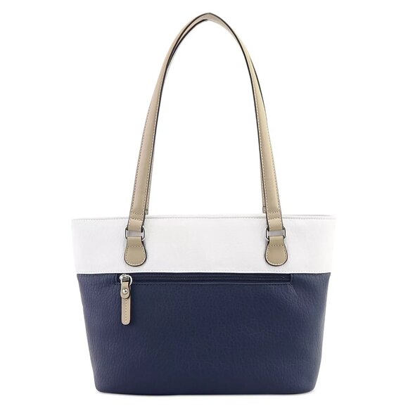 Giani Bernini Colorblock Pebble Tote – White/Oatmeal/Navy - Picture 2 of 12